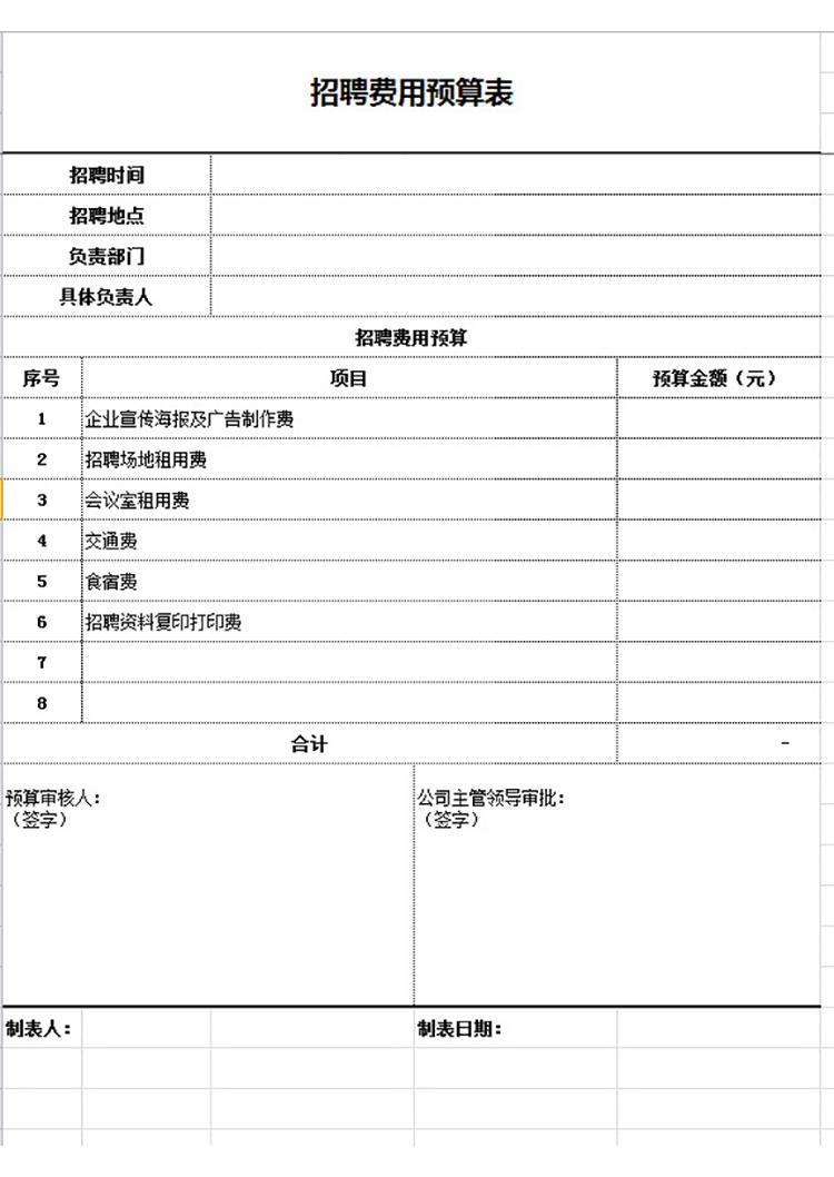 招聘費(fèi)用預(yù)算表-1