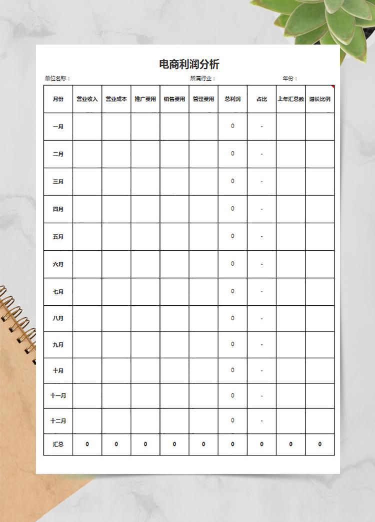 電商利潤分析表