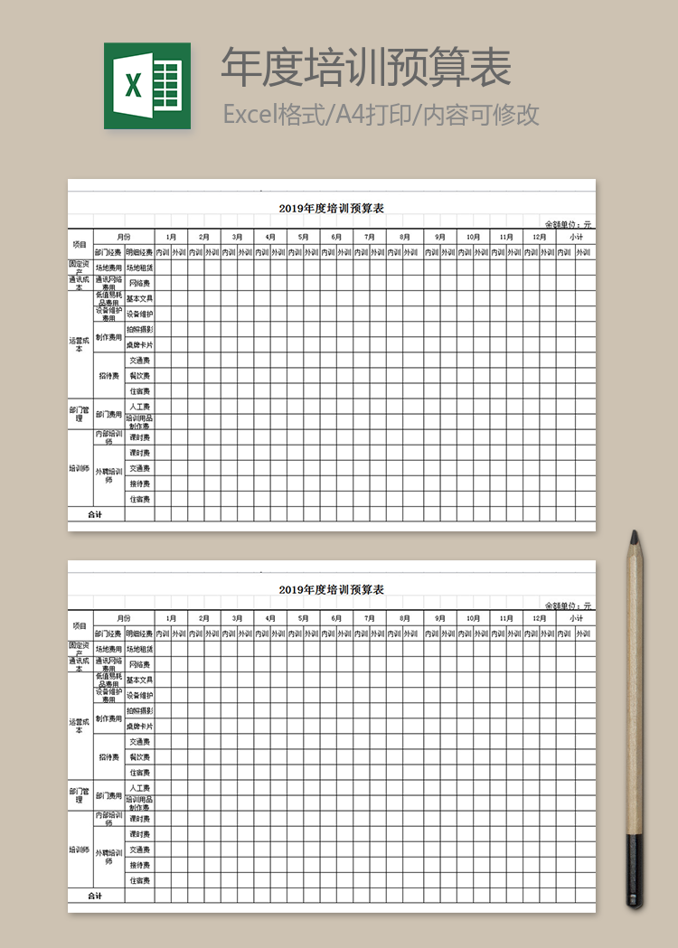 年度培訓預算表