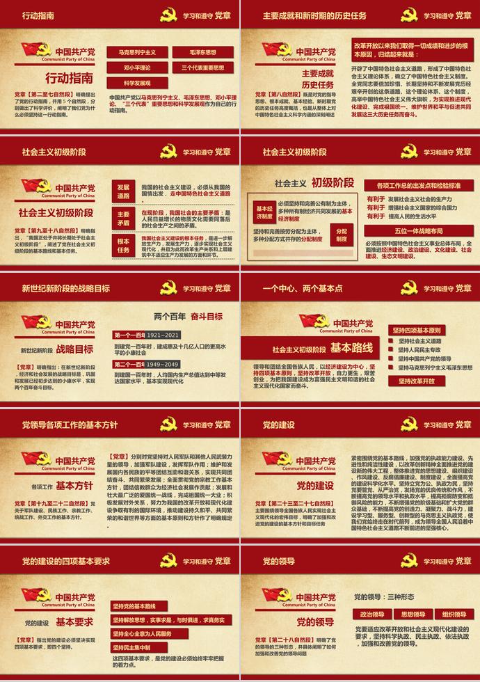 深紅色大氣共產(chǎn)黨章程學(xué)習(xí)ppt模板-2