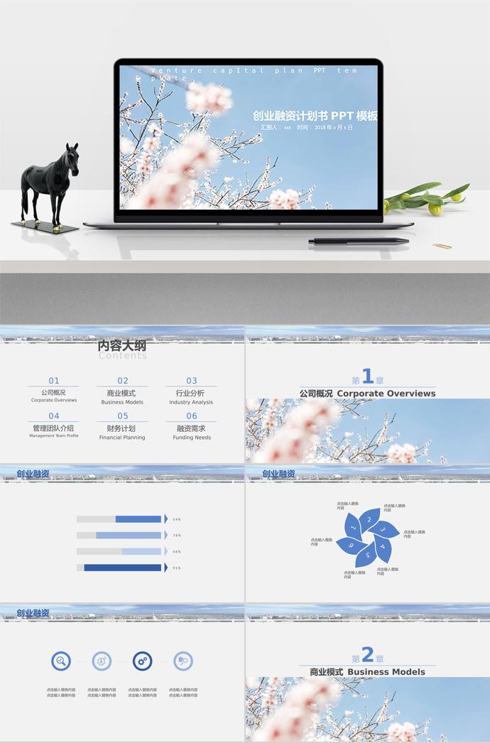 粉色桃花系創(chuàng)業(yè)融資計(jì)劃書PPT模板