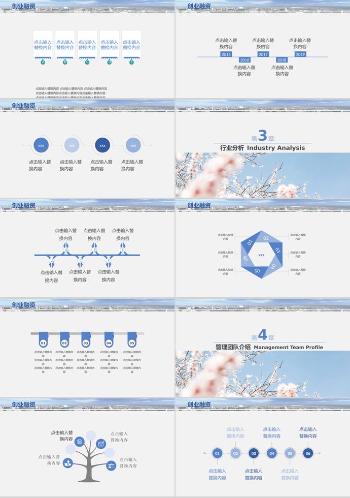 粉色桃花系創(chuàng)業(yè)融資計(jì)劃書PPT模板-1