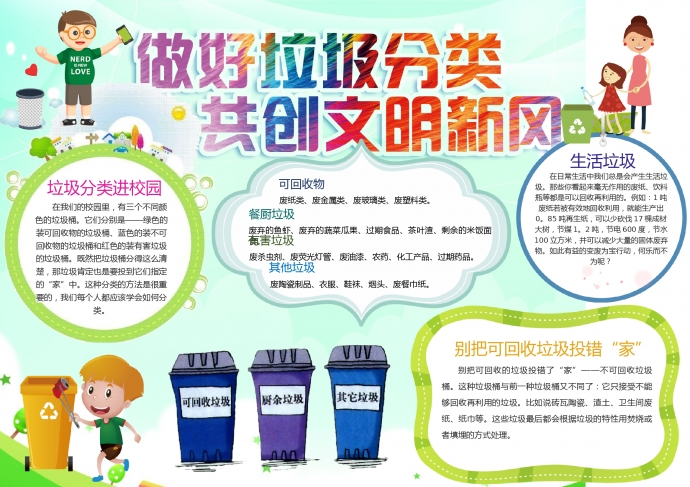 精美做好垃圾分類共創(chuàng)文明新風(fēng)垃圾分類手抄報