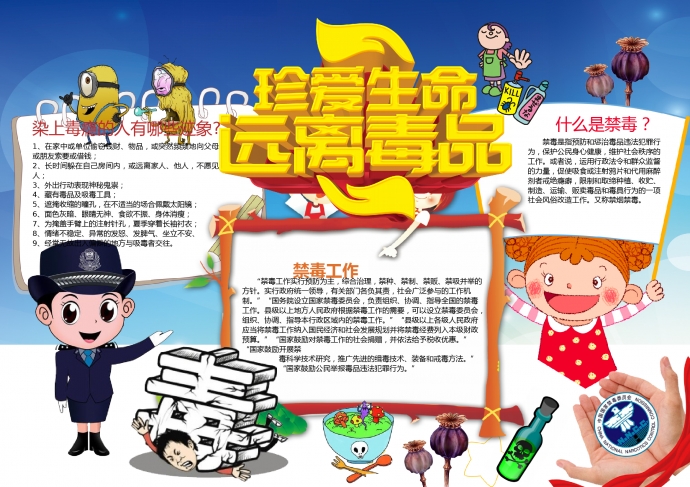 可愛卡通警察小姐姐教你禁毒知識(shí)wps