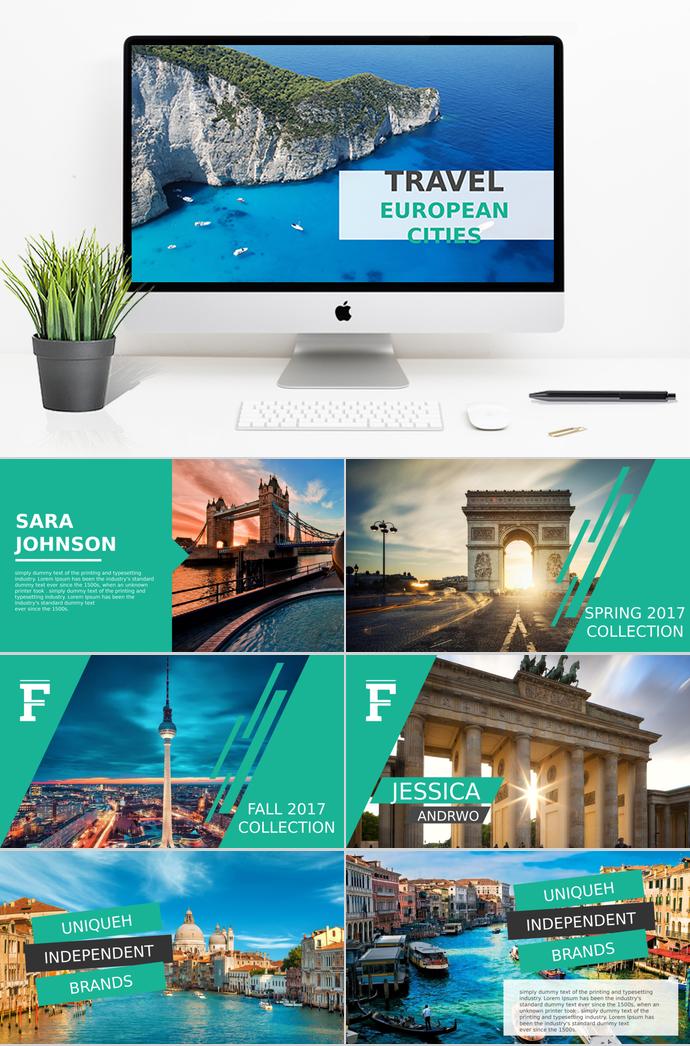 世界景觀相冊圖集PPT模板