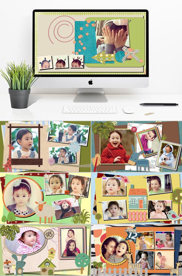 快樂(lè)小辮子相冊(cè)PPT模板