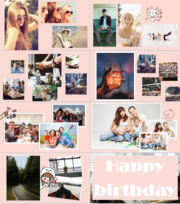 淡雅生日快樂(lè)相冊(cè)PPT模板-1