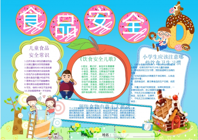 食品安全卡通精美食物手抄報