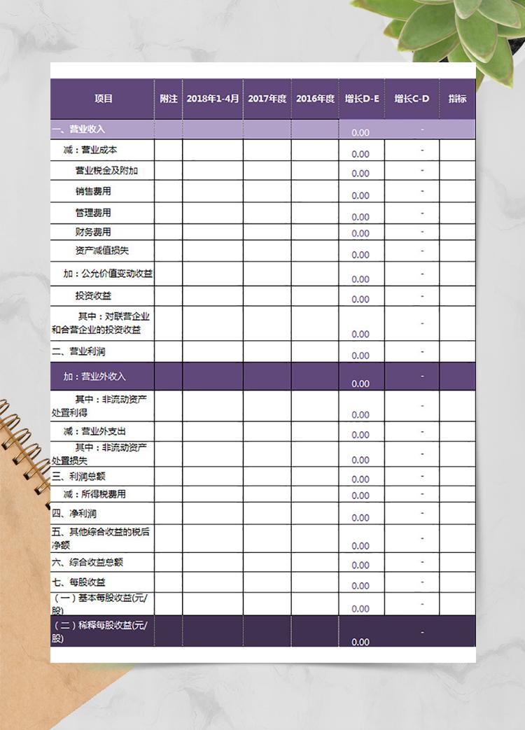 利潤表模板