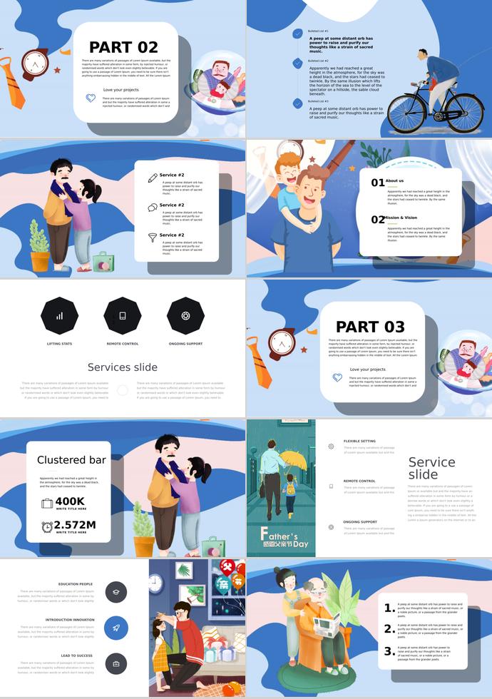 藍色文藝風(fēng)感恩父親節(jié)活動ppt模板-1