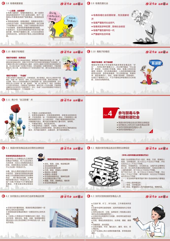 橙色系炫彩風(fēng)禁毒知識宣傳ppt模板-4