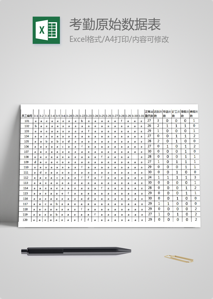 考勤原始數(shù)據(jù)表