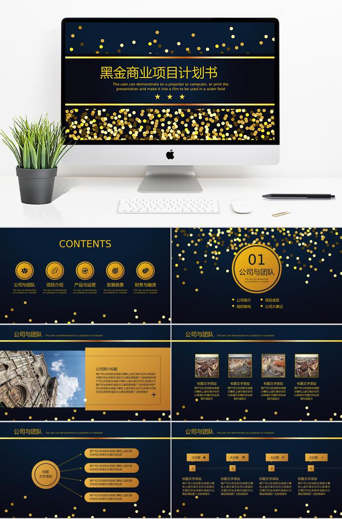 黑金商業(yè)項(xiàng)目計(jì)劃書PPT模板