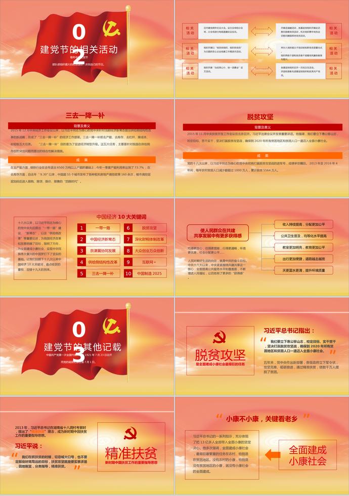 漸變精美風(fēng)格七一建黨節(jié)介紹PPT模板-1