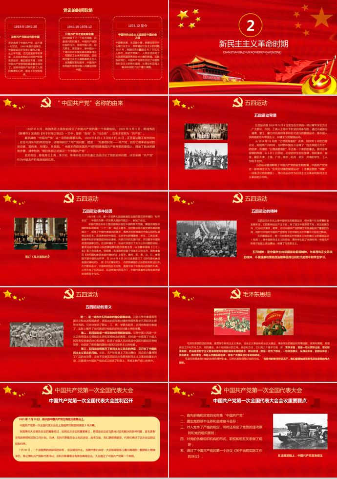 金紅大氣7.1建黨節(jié)黨的光輝歷程PPT模板-1