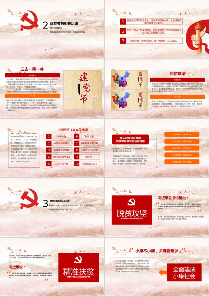 萬里長城風格黨政機關(guān)光輝歷程七一建堂節(jié)PPT模板-1