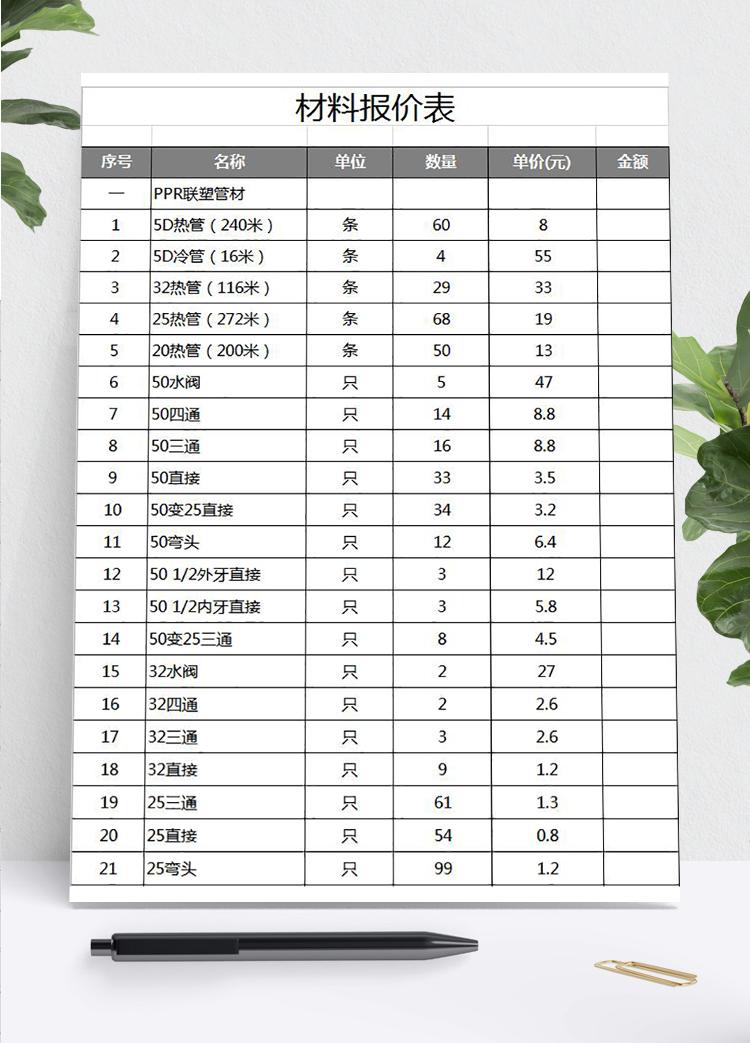 家庭裝修報價單模板