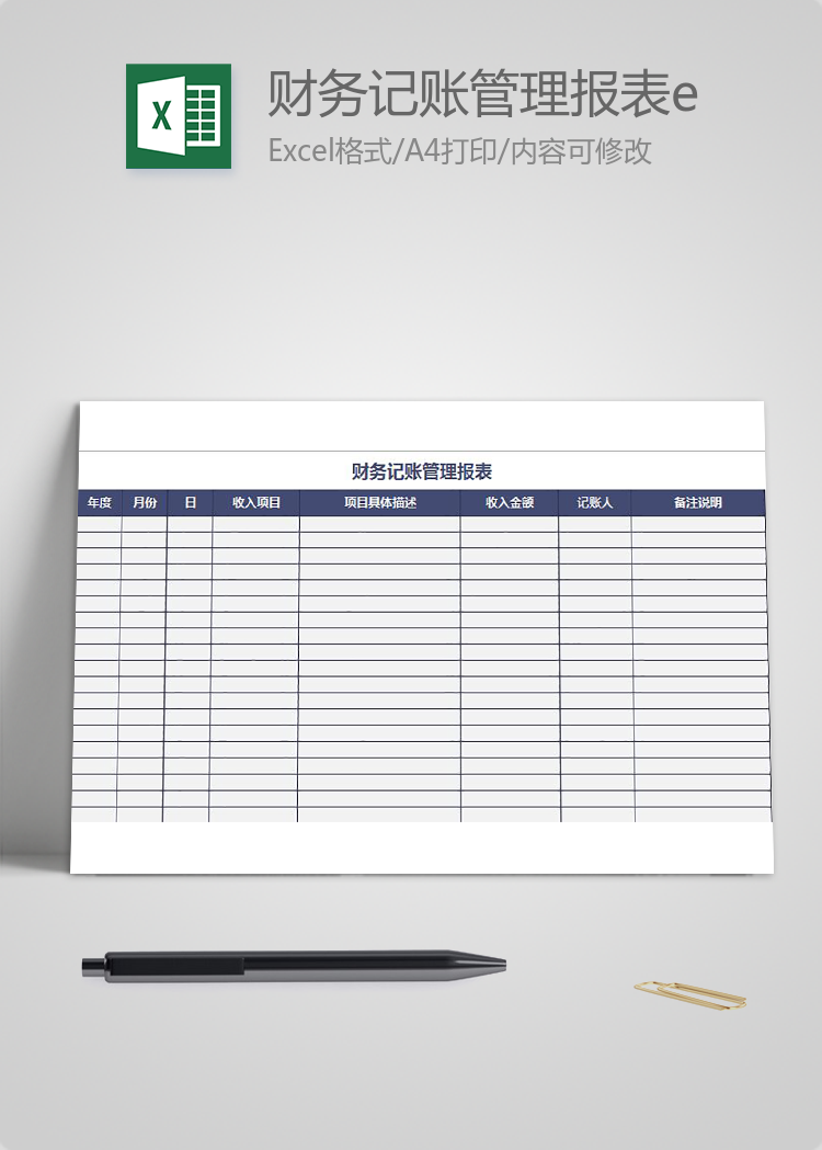 財(cái)務(wù)記賬管理報(bào)表excel模板