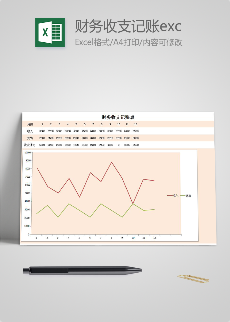 財務(wù)收支記賬excel表格
