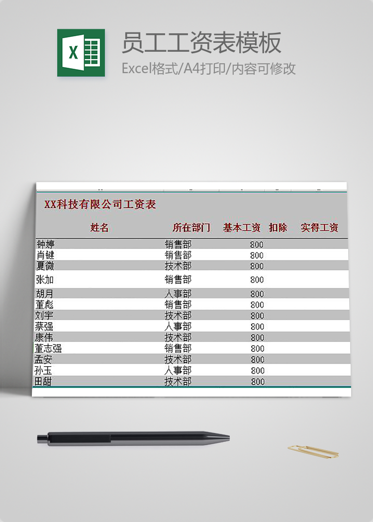 中小型企業(yè)員工工資表模板