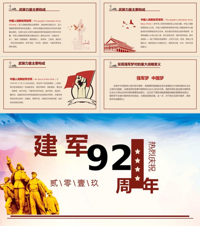 復古風八一建軍節(jié)黨政PPT模板-2