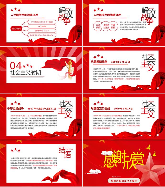 紅色大氣莊嚴黨課建軍節(jié)PPT模板-2