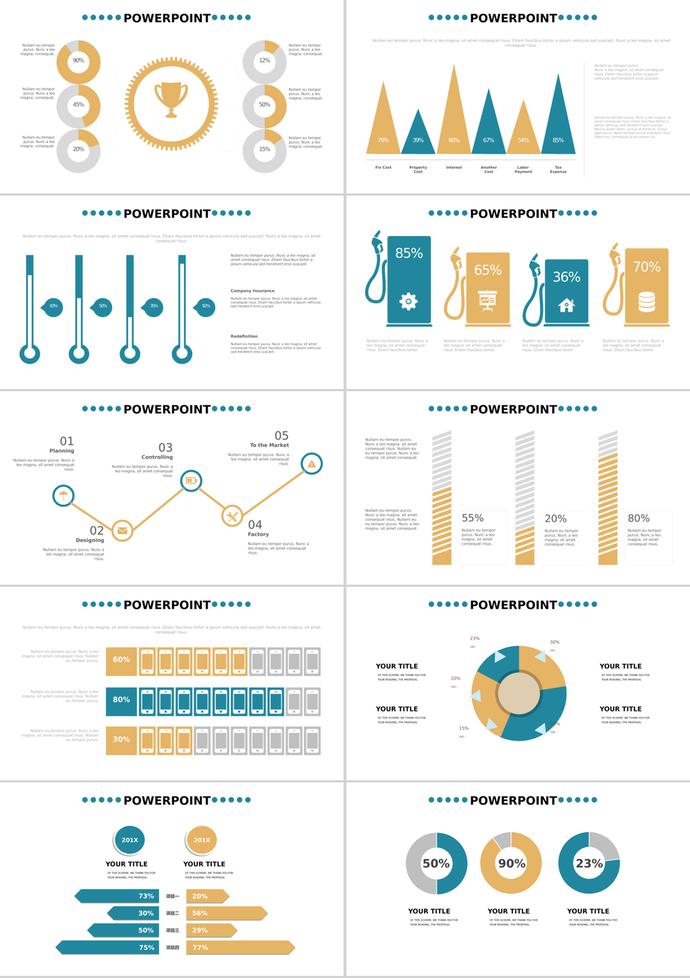 創(chuàng)意商務(wù)風(fēng)對比百分比信息可視化PPT圖表-1