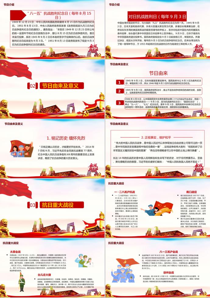 黨政風(fēng)中國(guó)抗戰(zhàn)勝利主題PPT模板-1
