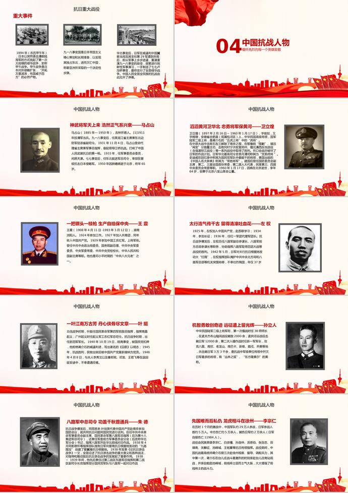 抗戰(zhàn)勝利74周年活動(dòng)PPT模板-2