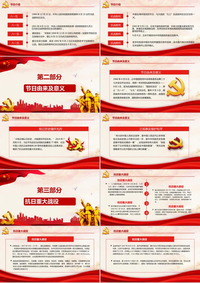抗戰(zhàn)勝利黨政紀念PPT模板-1