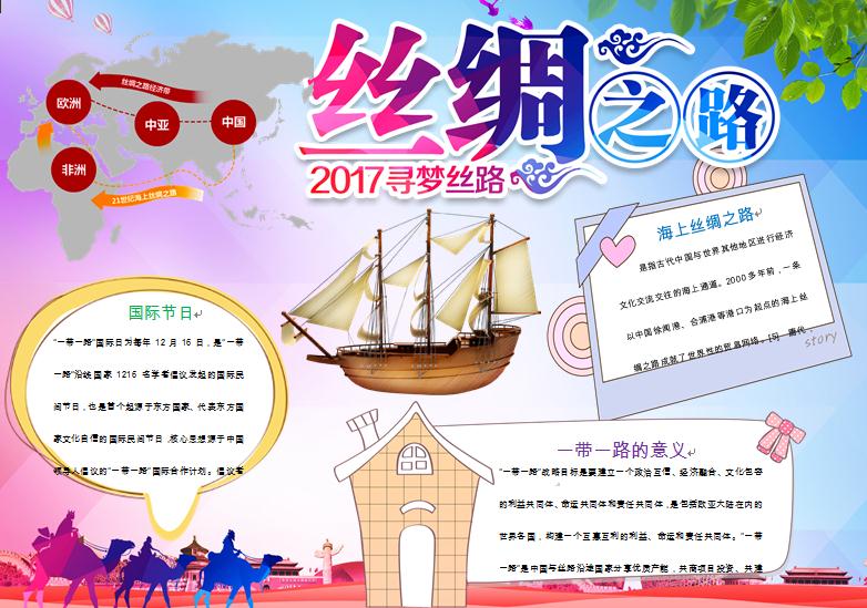 通用絲綢之路經(jīng)濟(jì)帶手抄報wps
