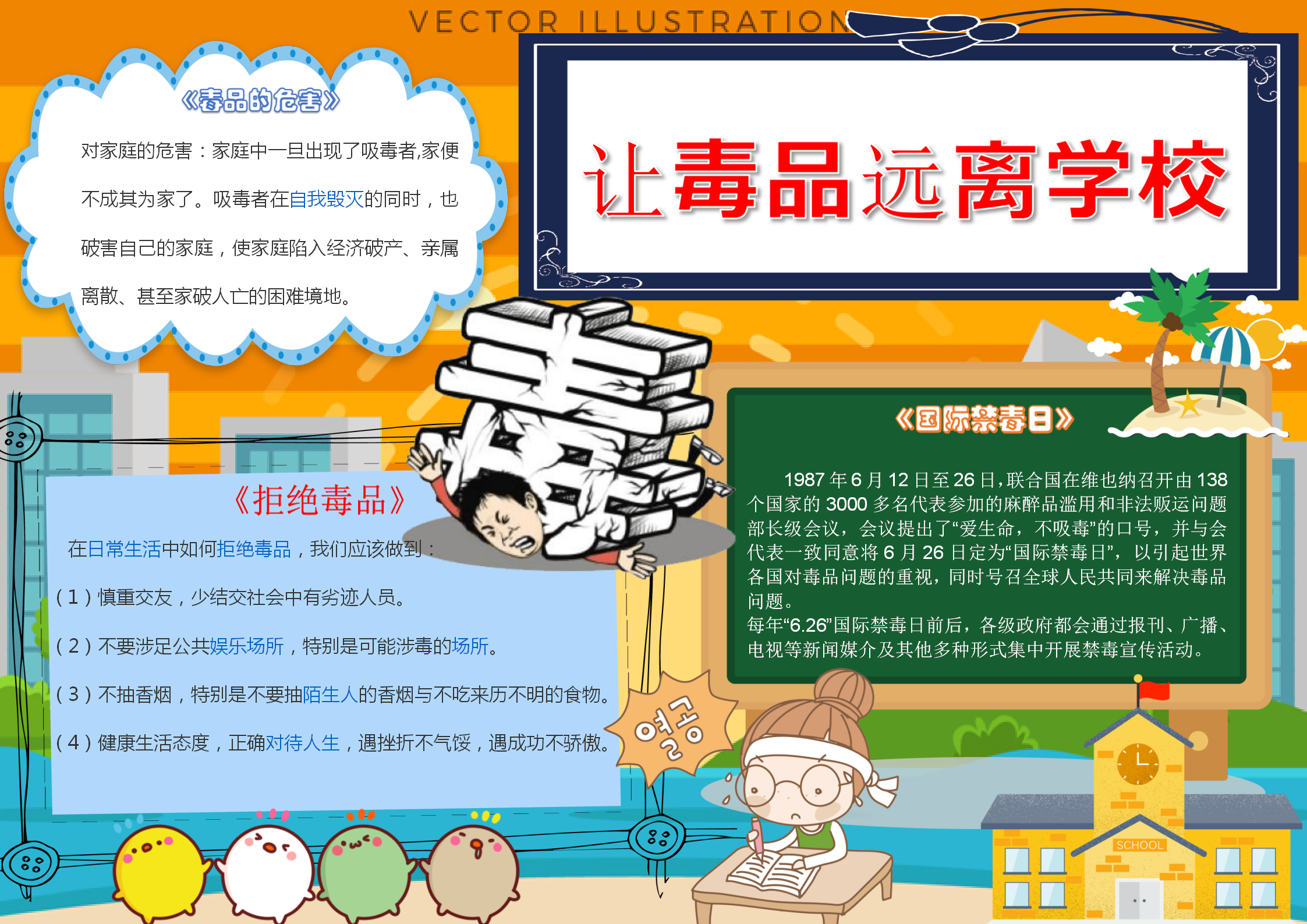 讓毒品遠(yuǎn)離學(xué)校手抄報(bào)模板