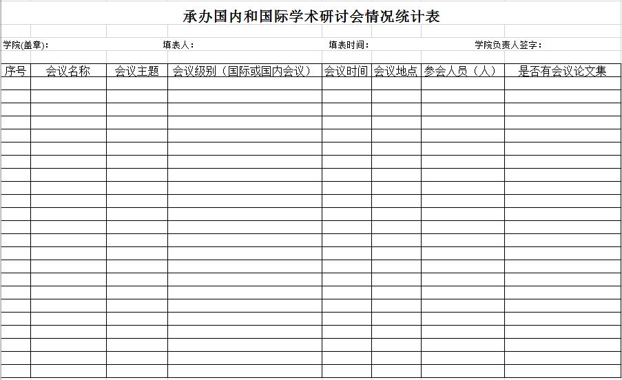 學(xué)院具體承辦的國(guó)內(nèi)和國(guó)家學(xué)術(shù)研討會(huì)情況統(tǒng)計(jì)表