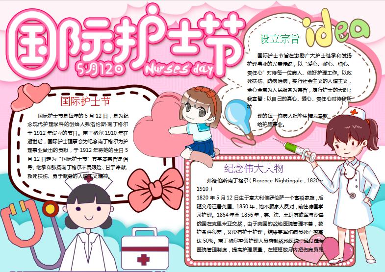 可愛卡通護士節(jié)手抄報Word模板