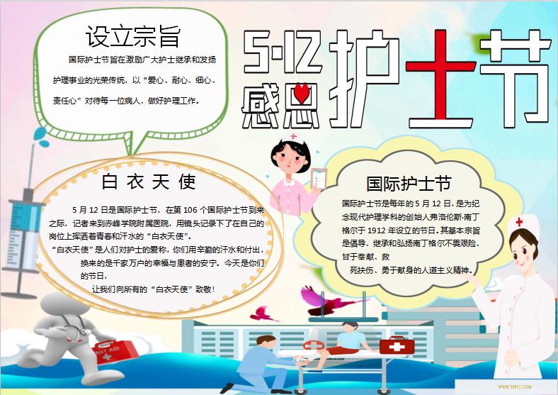 512感恩護(hù)士節(jié)手抄報(bào)Word模板