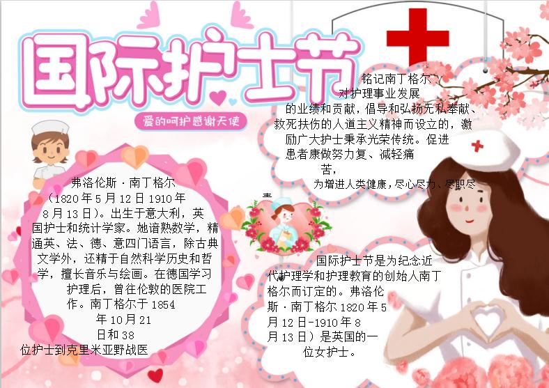 粉色唯美護(hù)士節(jié)手抄報Word模板