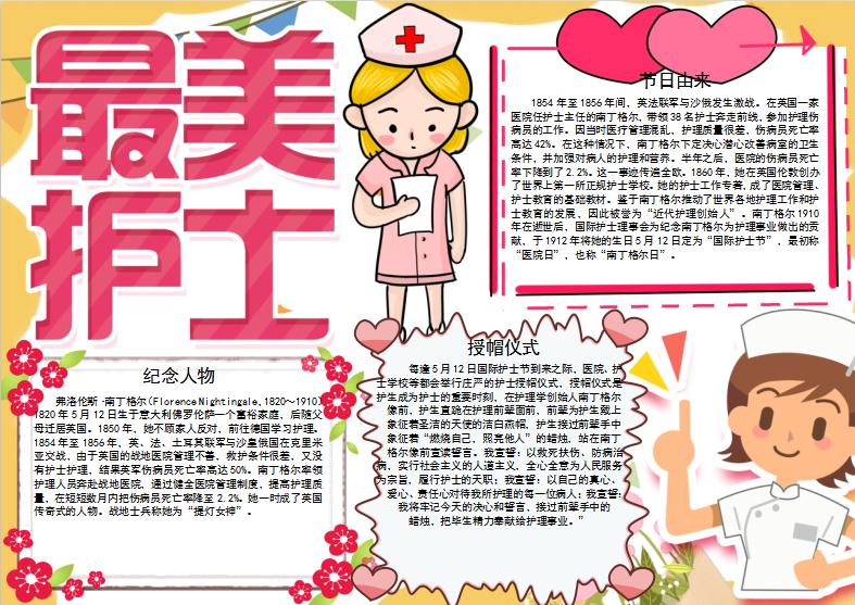 簡約卡通風(fēng)格護(hù)士節(jié)節(jié)日手抄報Word模板