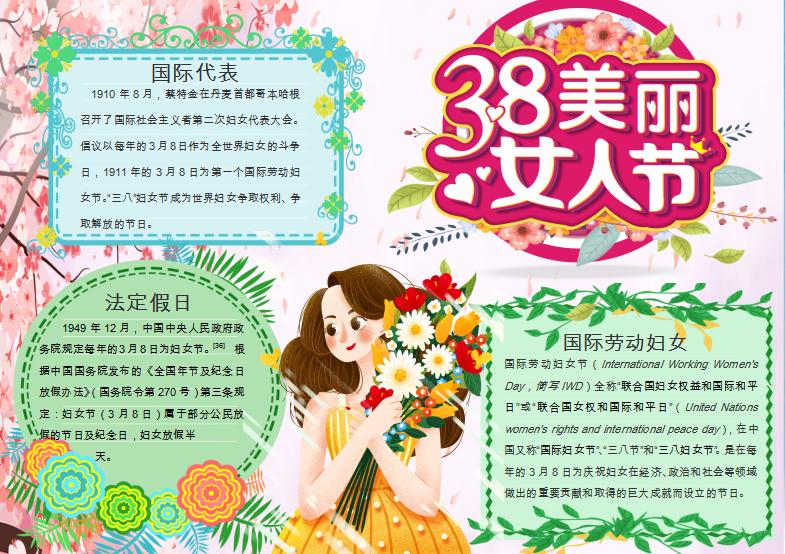 清新花卉三八女王節(jié)小報(bào)Word模板