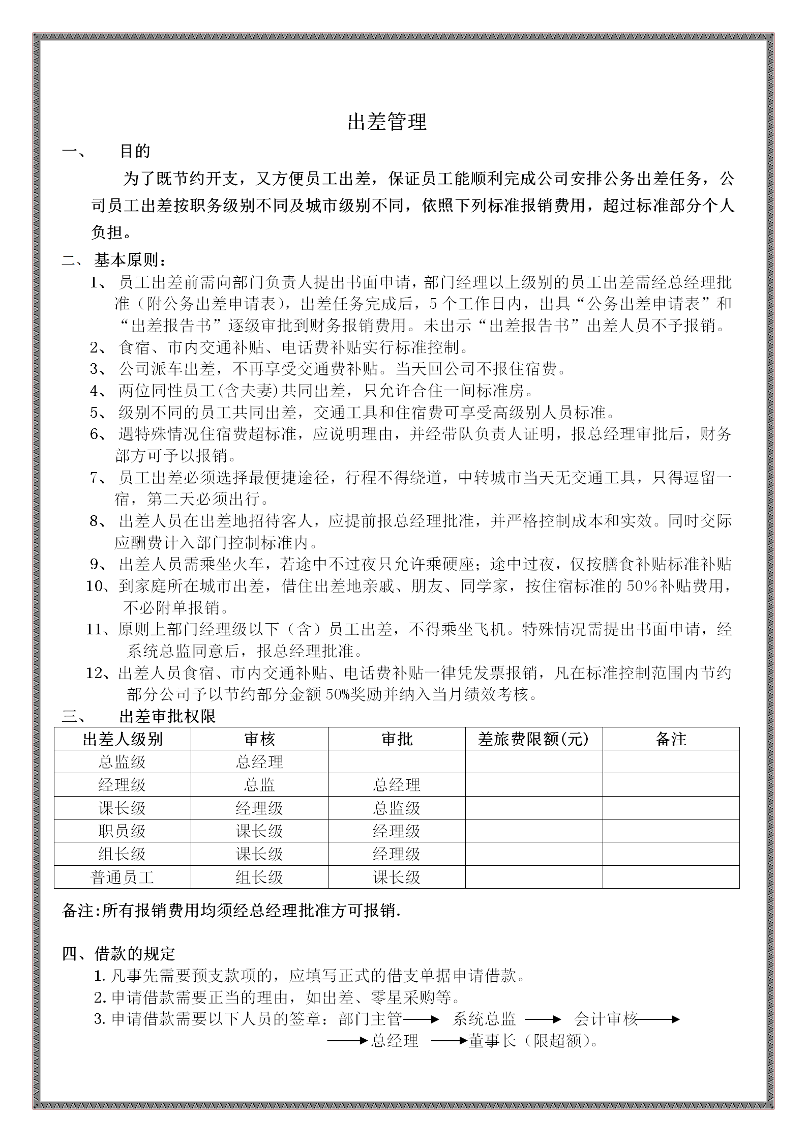 某服裝公司出差管理制度word模板-1