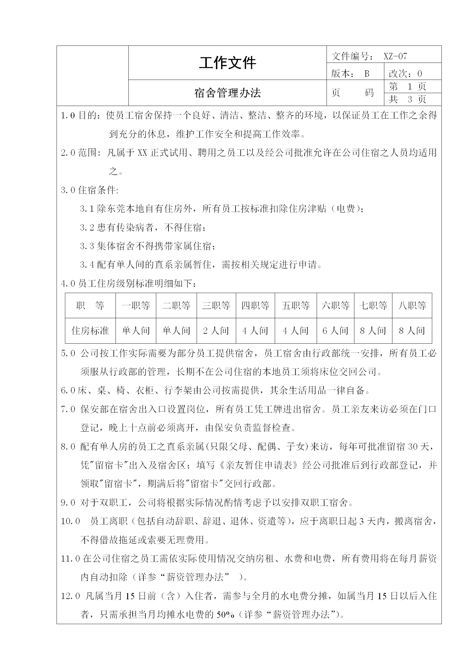 員工宿舍規(guī)章制度word模板