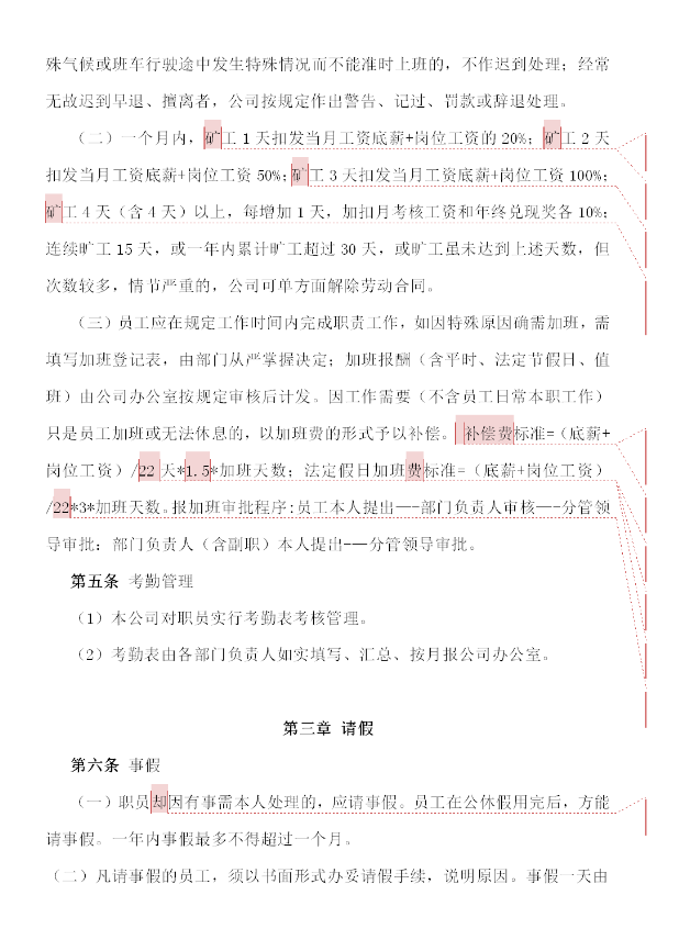 園林公司員工假期及考勤管理規(guī)定word模板-1