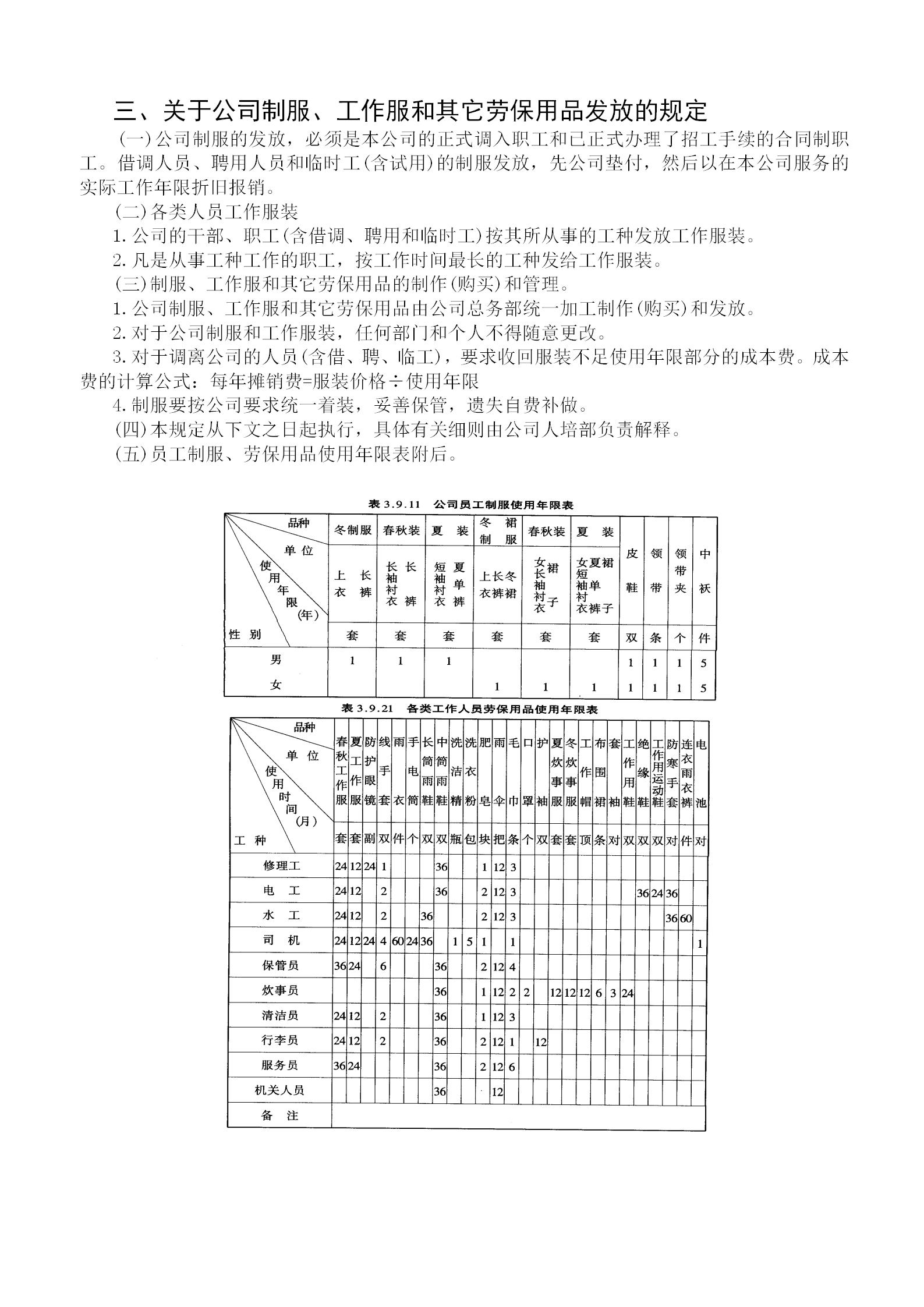 公司制服及其它勞保用品發(fā)放細(xì)則word模板