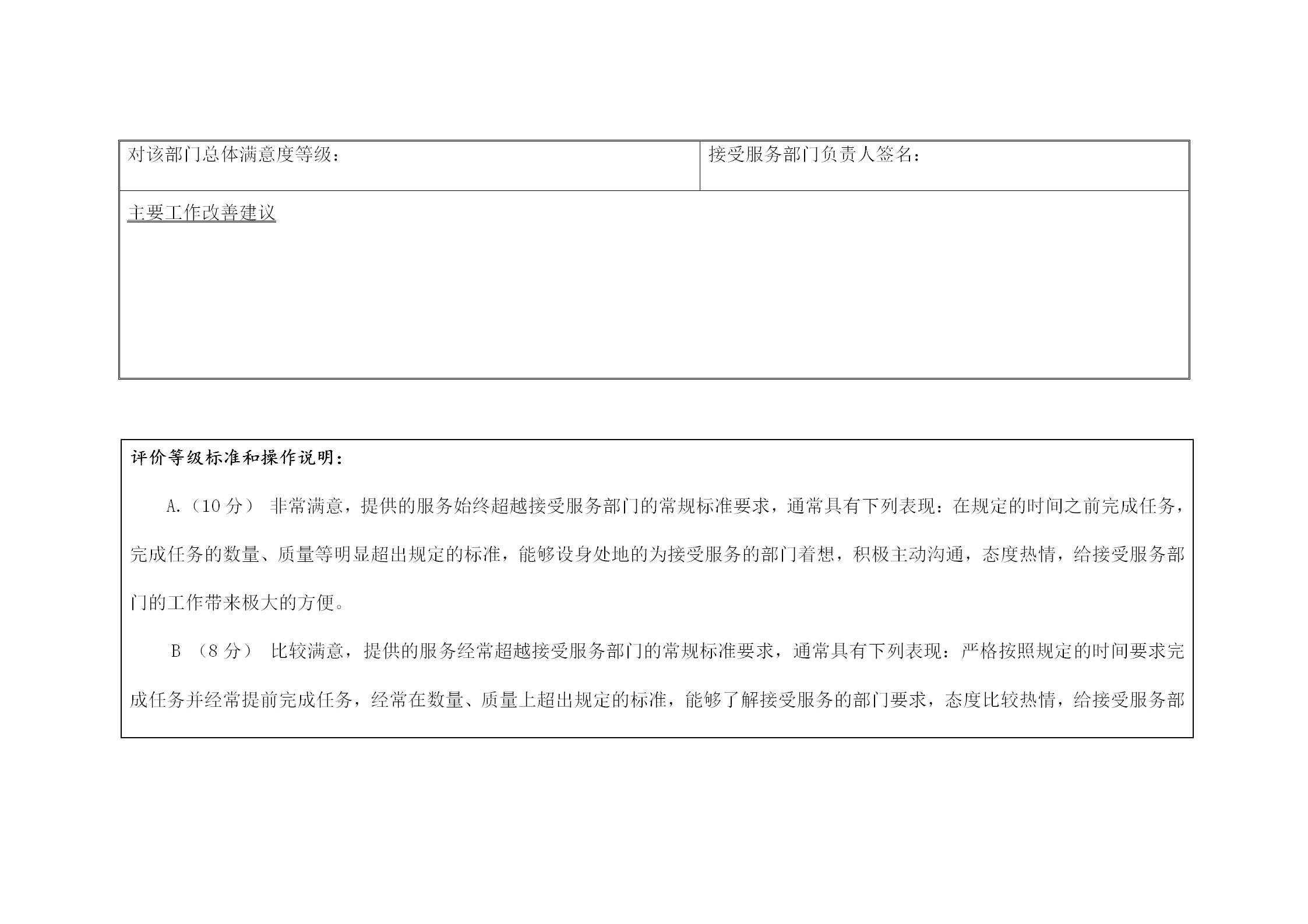 公司部門間滿意度評(píng)估表word模板-1
