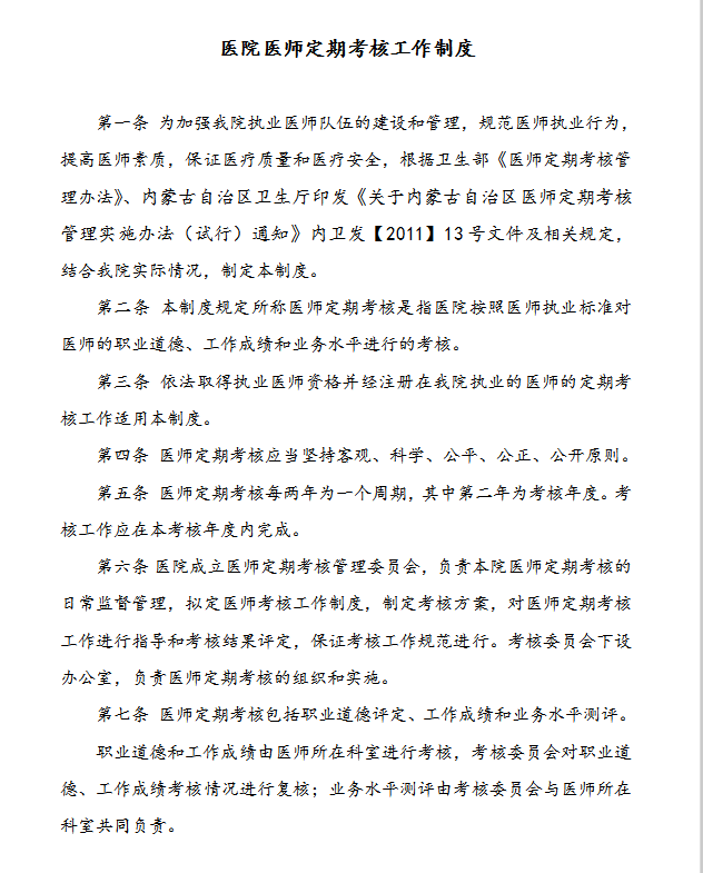 醫(yī)師考核制度Word模板-1