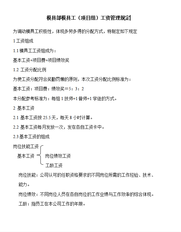 模具工工資管理規(guī)定word模板