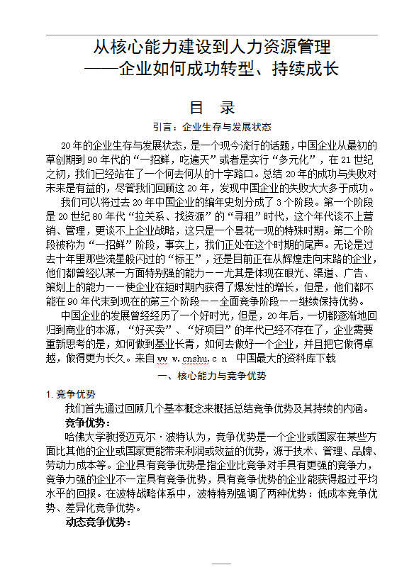 從核心能力建設到人力資源管理word模板