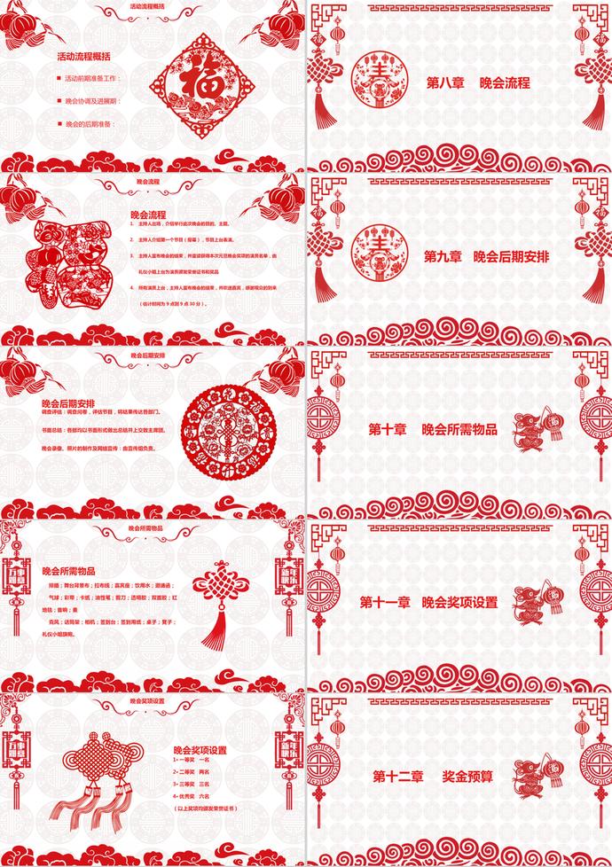 中國風剪紙創(chuàng)意元旦活動策劃PPT模板-2