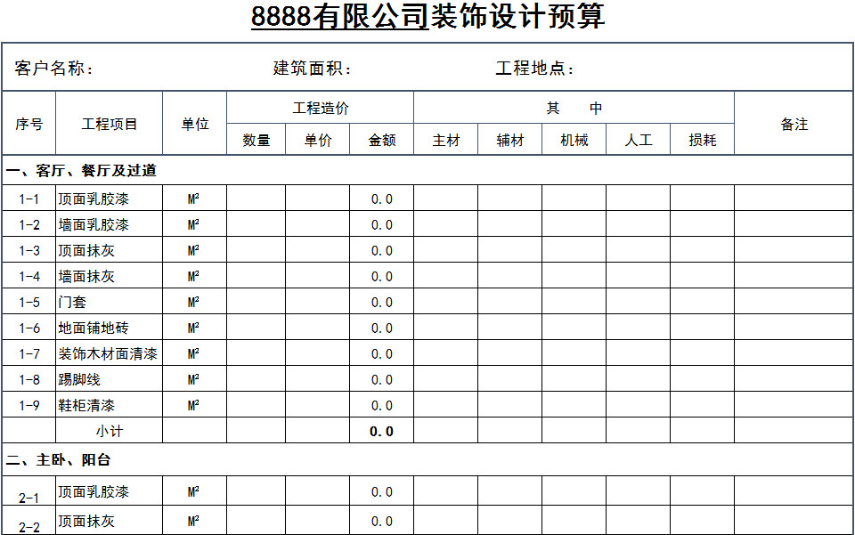 公司裝飾設(shè)計(jì)預(yù)算-1