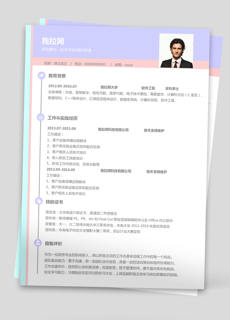 C++技術(shù)負(fù)責(zé)人簡(jiǎn)歷模板