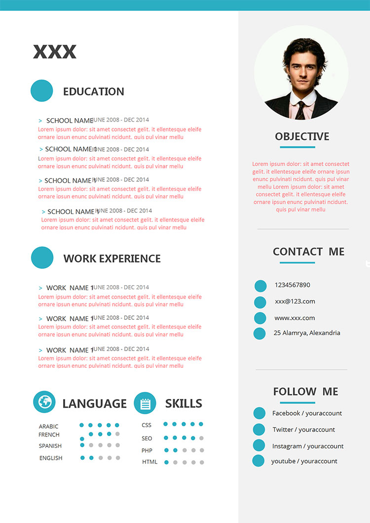 淡藍(lán)色大氣通用英文簡(jiǎn)歷模板-1